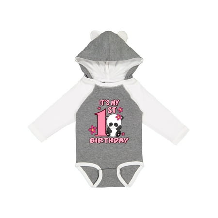 

Inktastic It s My First Birthday with Panda Bear Gift Baby Girl Long Sleeve Bodysuit