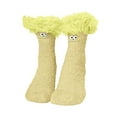 thumbnail image 5 of Women's Cartoon Monster Plush Socks, Fleece Lined Thickened Warm Sleeping Socks, Cozy Coral Fleece Home Socks for Indoor Lounging, Non-Slip Sole Comfortable House Socks with Playful Style Yellow, 5 of 5