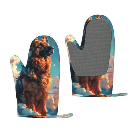 

Zeuib Colorful Cloud Shepherd Dog Print Oven Mitts Oven Gloves with Non-Slip Silicone Heat and Slip Resistant Cooking Mitt Set for Cooking and Baking (2 Count)