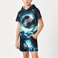 thumbnail image 2 of Atogsazn Kids Boys Summer Clothes Set Childrens Printed Short Sleeve Hooded Shirts & Shorts Outfit Hoodies Light Blue 11-12 Years Fashion, 2 of 7