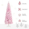 thumbnail image 6 of Christmas Trees HOMCOM 7.5' Tall Unlit Snow Flocked Artificial Christmas Tree Slim Pencil Xmas Tree with Pine Shape and Realistic Branches, Pink,Artificial Christmas Trees, 6 of 10