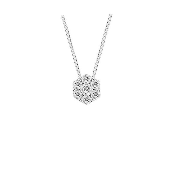 0.15 Ct. Diamond Cluster Pendant In 14K Gold