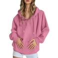 thumbnail image 4 of MIASHUI Women's Raglan Sleeve Pullover Hoodie, Spring Fall Long Sleeve Casual Sweatshirt, Loose Fit Solid Color Hooded Top Pink,XXL, 4 of 7
