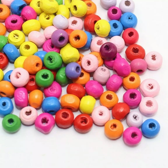 EOEMY 500 Mixed Bright Candy Color Wooden Beads 6mm Round- Wood Bead