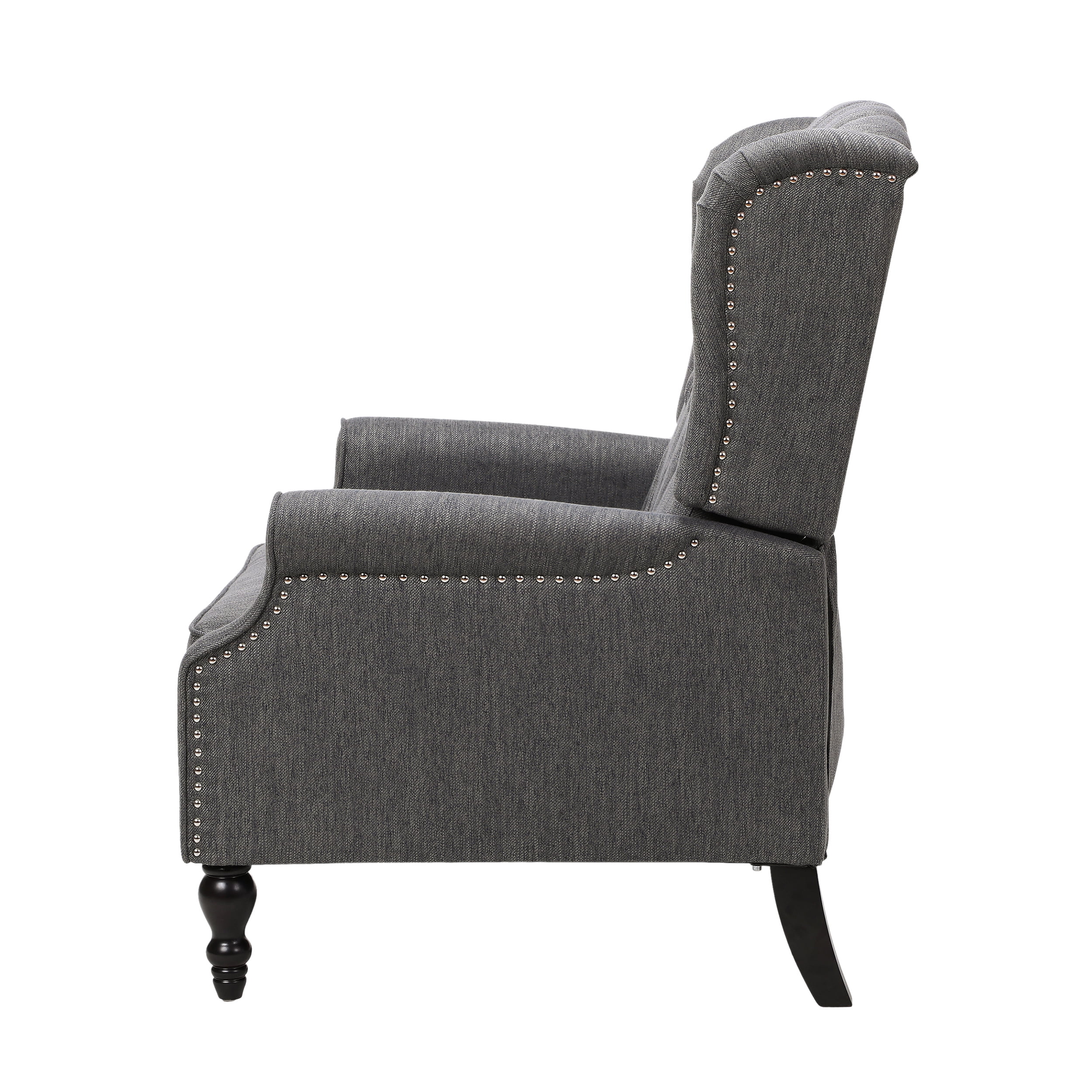 Noble House Khalid Oversized Fabric Push Back Recliner, Gray