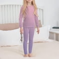 thumbnail image 2 of GiLiling Kids Thermal Base Layer Set - Solid Color Long Sleeve Shirt and Leggings, 2 Piece Lightweight Outfit (Pink, 5-6 Years), 2 of 4