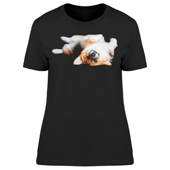 Cute Puppy Lying On His Back T-Shirt Women -Image by Shutterstock Women T-Shirt, Female Small