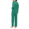 thumbnail image 5 of Gewsdrf Silk Pajamas,Womens Pajama Sets,Womens Silk Like Pajamas Long Sleeve Set Two Sleepwear Button Down Nightwear Loungewear Sets,Satin Pajama Set,Pj Sets,Summer Pajamas,Green,XXL, 5 of 6