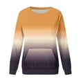 thumbnail image 4 of ShomPort Women Crewneck Gradient Color Sweatshirt Casual Fall Long Sleeve Shirt with Pocket, 4 of 5