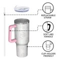 thumbnail image 4 of Floral 40oz Tumbler– Stainless Steel Insulated Tumbler with Handle and Straw, Large Capacity Travel Cup for Hot & Cold Drinks,Thanksgiving,Christmas, Spring,Flower, 4 of 6