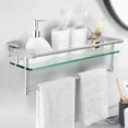 thumbnail image 2 of Bathroom Glass Shelf with Full-coverage Railing, Floating Tempered Glass Bathroom Wall Shelf Rectangle 20 Inch Over The Toilet Storage Cabinet, Towels, Gaming Floating Shelves, Bathroom Accessories, 2 of 8