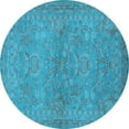 thumbnail image 1 of Ahgly Company Indoor Round Oriental Light Blue Traditional Area Rugs, 3' Round, 1 of 4