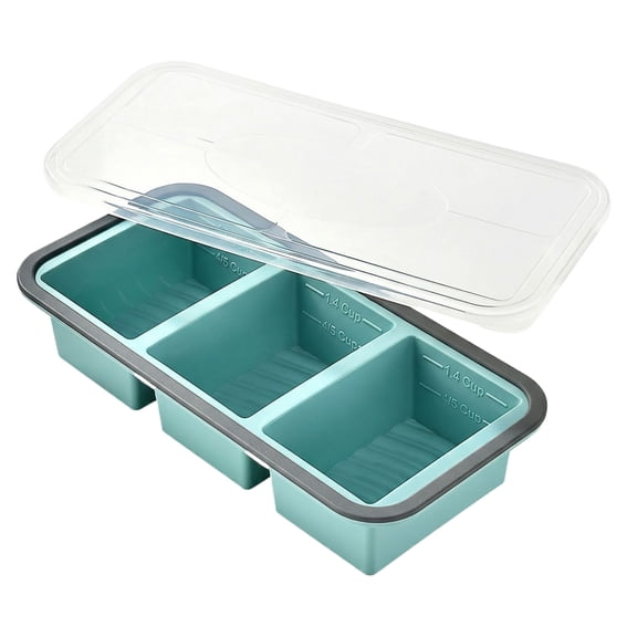 3-Compartment Food Freezer Storage Box Silicone Freezer Molds Souper Cubes For Meal Prep
