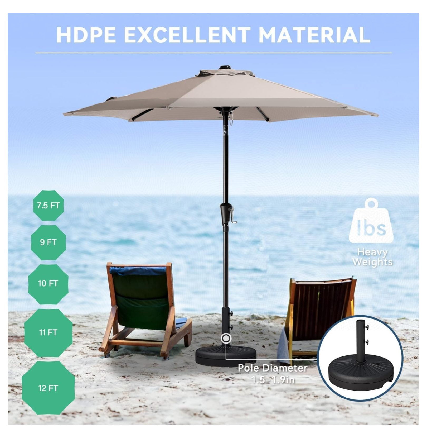 82lb Capacity Outdoor Umbrella Base Water Filled Stand, Patio Umbrella Base Stand, Patio Outdoor Heavy Duty Umbrella Holder Stand (Black)