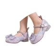 thumbnail image 3 of Gyujnb Girls' Sparkle Sequin Bow Formal Party Shoes Adjustable Strap Comfortable Low Heel Wedding Footwear, Closed Toe,9.5-10 Years, 3 of 8