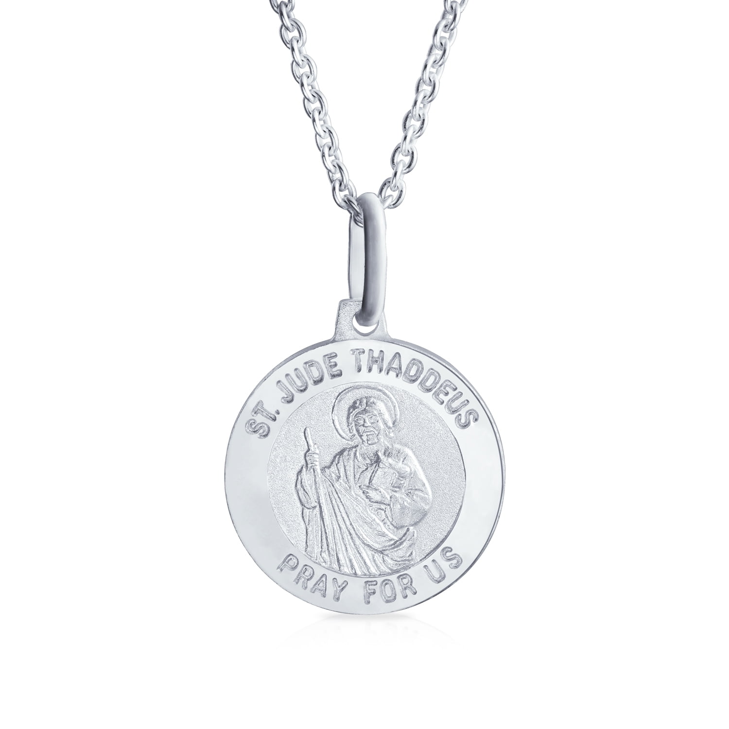 Bling Jewelry Womens Religious Medal Saint Jude Pendant Necklace Symbol Hope 925 Sterling Silver