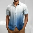 thumbnail image 2 of ZCFZJW Ombre Shirts for Men Lightweight Casual Summer Short Sleeve Button Down Beach Hawaiian T-Shirts Loose Regular Fit Beach Vacation Tees Tops Blue XL, 2 of 5