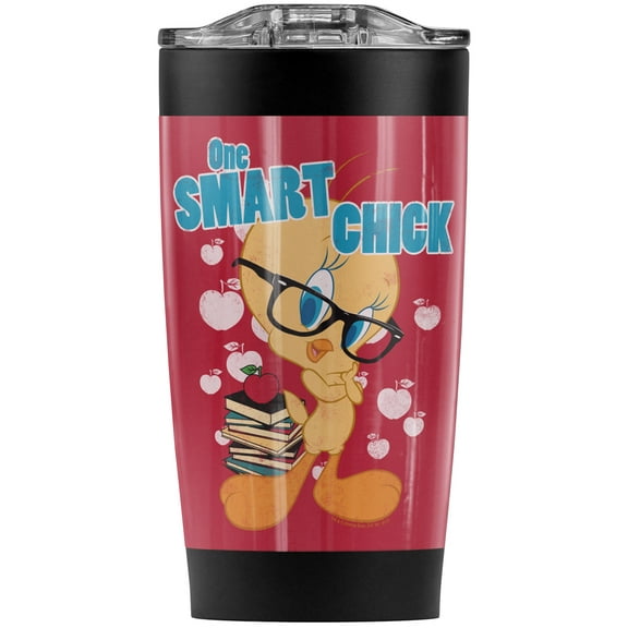 Looney Tunes Tweety One Smart Chick Stainless Steel Tumbler 20 oz Coffee Travel Mug/Cup, Vacuum Insulated & Double Wall with Leakproof Sliding Lid | Great for Hot Drinks and Cold Beverages
