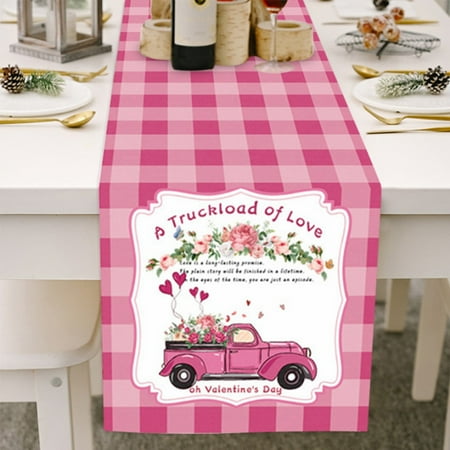 

Xinhuaya Table Runner Pink Red Plaid Check Valentine s Day Table Runner