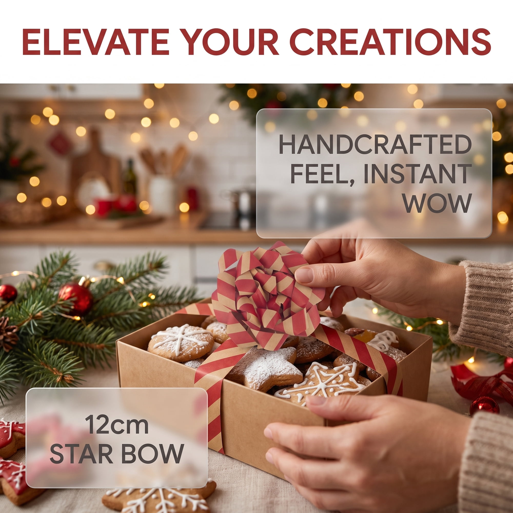 Unique Bargains Striped and Star Patterned Gift Wrapping Bow for All Occasions Red