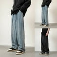 thumbnail image 3 of Men Fashion Loose Plus Size Jeans Street Wide Leg Trousers Pants Black Sizes S-3XL, 3 of 9