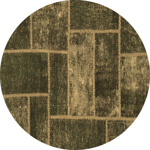 Ahgly Company Indoor Round Patchwork Brown Transitional Area Rugs, 8' Round