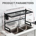 thumbnail image 4 of Over Sink Dish Drying Rack, Dish Racks with Tray, Utensil Holder for Kitchen, Black 33.46 inch, 4 of 13