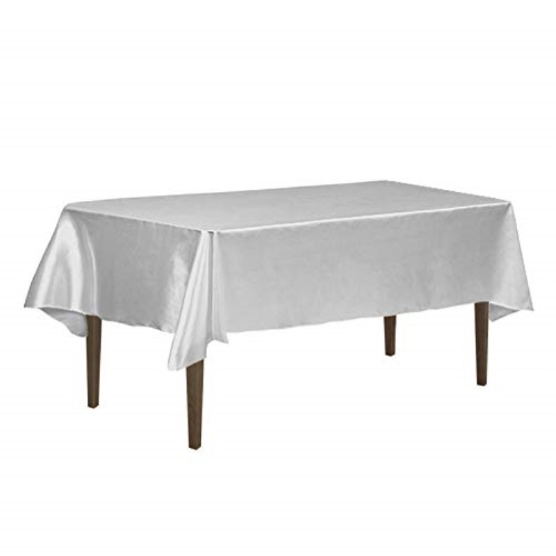 LinenTablecloth 60 x 102Inch Rectangular Satin Tablecloth Silver