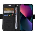 thumbnail image 2 of iPhone 13 Mini Wallet Case,PU Leather Folio Kickstand Card Slots Cover for iPhone 13 Mini,Book Folding Flip Case with Detachable Wrist Strap,Protective Cover for iPhone 13 Mini,Black, 2 of 14