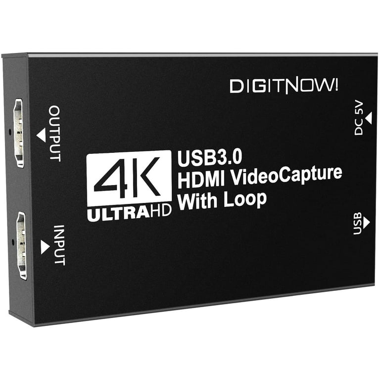 DIGITNOW Audio Video Capture Card,4K HDMI USB 3.0 Capture Adapter Video  Converter 1080P 60fps Portable Capture Device for Video Game Recording Live