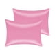 thumbnail image 1 of Juego de fundas de almohada de satén tejido de 2 con cierre de sobre estándar rosa, 1 of 4