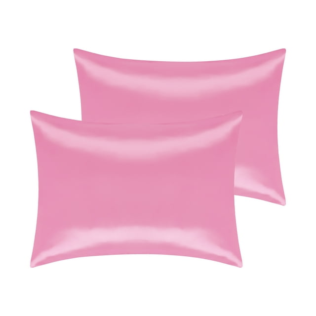REGALWOVEN Satin Pillowcases Set of 2 with Envelope Closure Standard Pink