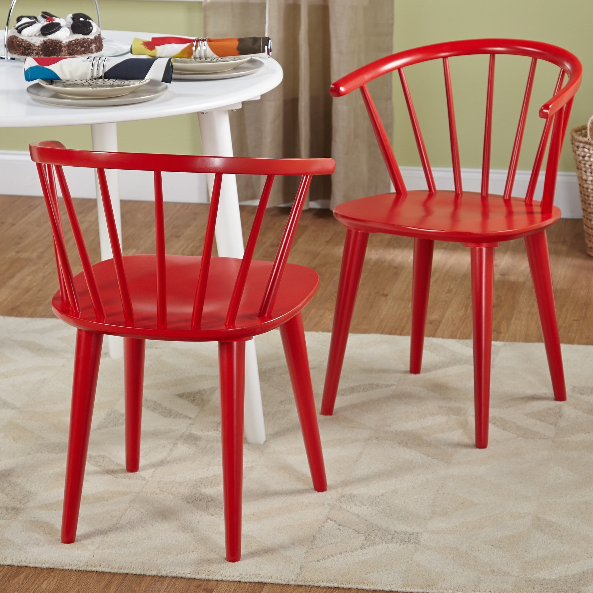 TMS Florence Indoor Dining Chair, Set of 2, Walnut