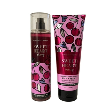 Bath & Body Works Sweet Heart Cherry Fragrance Mist & Body Cream Set 8 fl oz