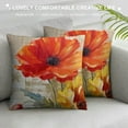 thumbnail image 3 of Nawypu  Red Yellow Poppy Flower Sofa Decorative Beige Throw Pillow Case Cushion Cover Square, 3 of 5