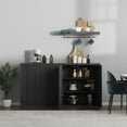 thumbnail image 3 of SICOTAS Modern Waveform Storage Cabinet – 31” Sideboard with Push-to-Open Doors, Honeycomb Structure, Adjustable Shelves for Living Room, Entryway and Dining Room, Dark Gray Alder, 3 of 10