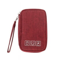 Small Electronic Organizer Cable Bag, Travel Portable Electronic Accessories Storage Bag Soft Carrying Case Pouch for Hard Drive, Cord, Charger, Earphone, USB, SD Card ,red