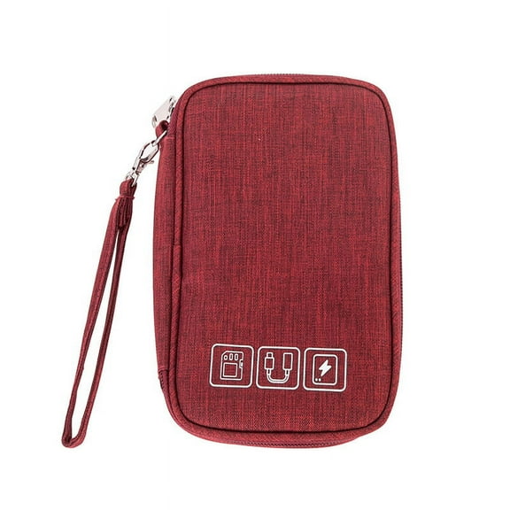 Small Electronic Organizer Cable Bag, Travel Portable Electronic Accessories Storage Bag Soft Carrying Case Pouch for Hard Drive, Cord, Charger, Earphone, USB, SD Card ,red
