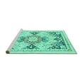 thumbnail image 2 of Ahgly Company Machine Washable Indoor Square Abstract Turquoise Blue Modern Area Rugs, 7' Square, 2 of 4