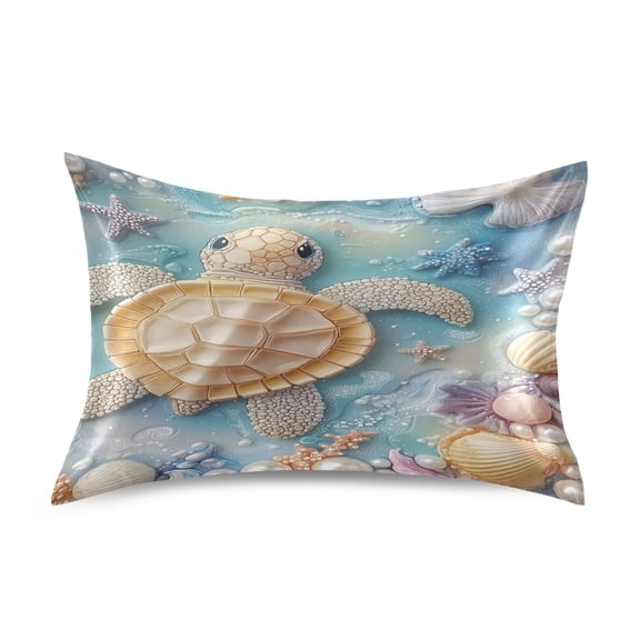 Ryvnso Satin Pillowcase 3d Turtle Starfish Pillow Cases Standard Size 26x20in