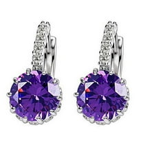 Guodhu Elegant Round Shaped Zirconia Studs Earrings, Stainless Steel Unisex Jewelry for Women & Men, Valentine's Wedding Anniversary Christmas Gift Set in Blue Red