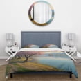 thumbnail image 3 of Designart "Waterside Cherry Blossom Trees II" Tree Floral Bedding Covert Set - Country Pink Landscapes Bed Set With 2 Shams, 3 of 6