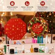 Red Christmas Beauty Advent Calendar, Makeup Gift Set with Skincare Items for Women, Holiday Countdown Surprise Box, 24 Days
