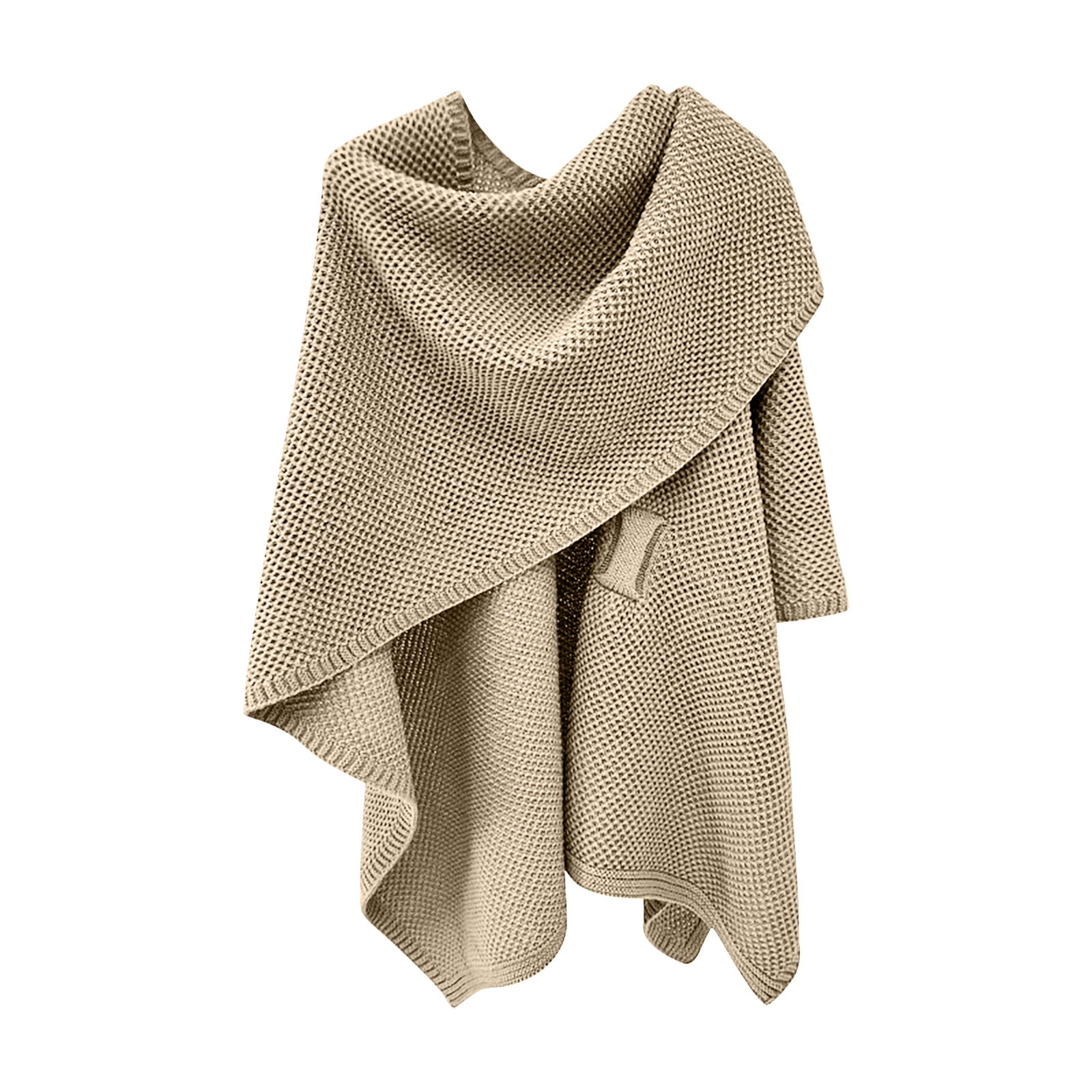 Xfvqtps Womens Shawl Wrap with Hole Crochet Solid Color Simplicity