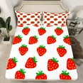 thumbnail image 2 of jejeloiu Cute Strawberry Bed Sheets,Kawaii Fruit King Sheets,Red White Sheet Set For Children,Ultra Soft Home Decor,4 Pieces, 2 of 7