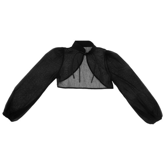 TABLZONE Women's Black Chiffon Cropped Cardigan Shrug Lightweight Layering Top