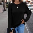 thumbnail image 2 of Timegard Ribbed Tops for Women Long Sleeve Back Drawstring Knot Blouse Travel Casual Crew Neck Tops Fall, 2 of 4