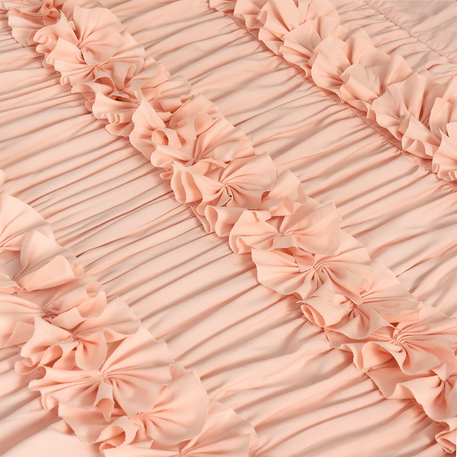 EvJk Peach Blackout Window Curtain 54" x 84", 2 Panels Curtains with Handmade Ruffles
