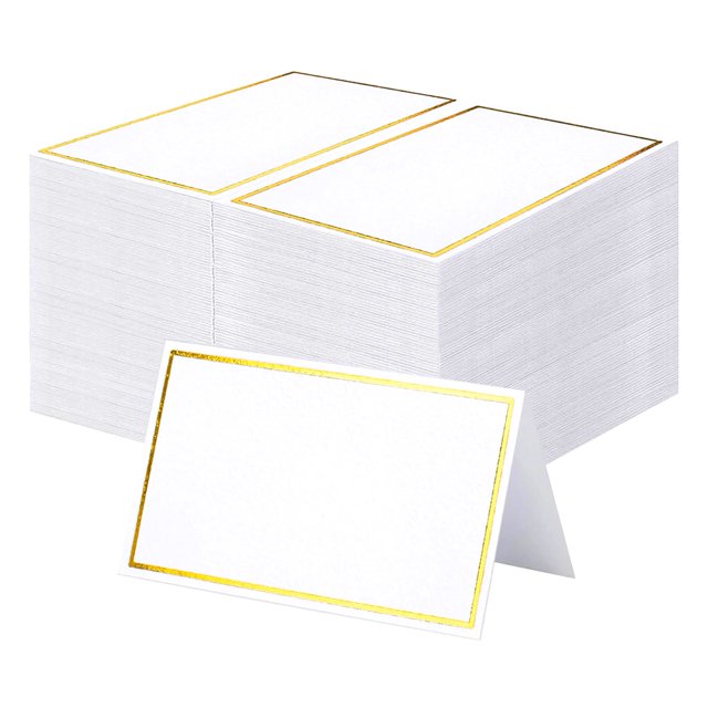 120 Tarjetas de Lugar Premium, Tarjetas de Mesa Pequeñas con Borde de Papel Dorado, Tarjetas de Carpa de