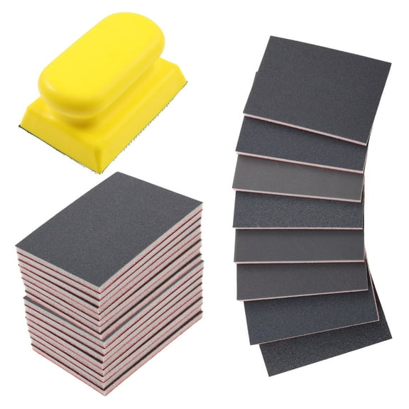 24Pcs Sanding Sponge Set 180 to 3000 Grit Reusable Soft Foam Sanding Pad with Handle Dry and Wet Use for Woodworking DIY